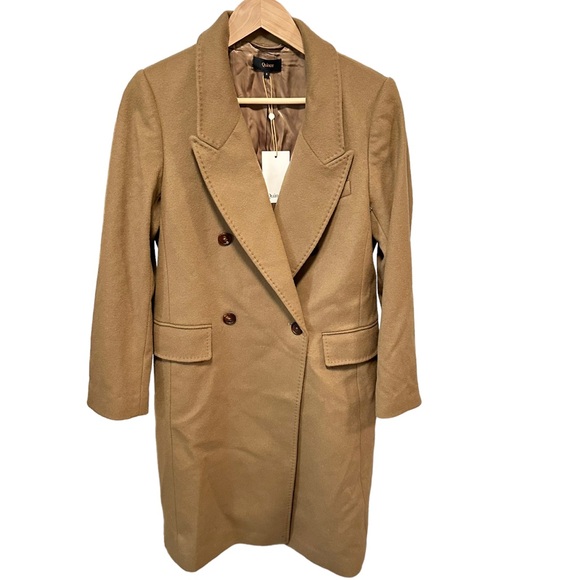 NWT QUINCE Italian Wool Overcoat Double-Breasted Dark Camel Tan Men’s Small - Picture 3 of 16